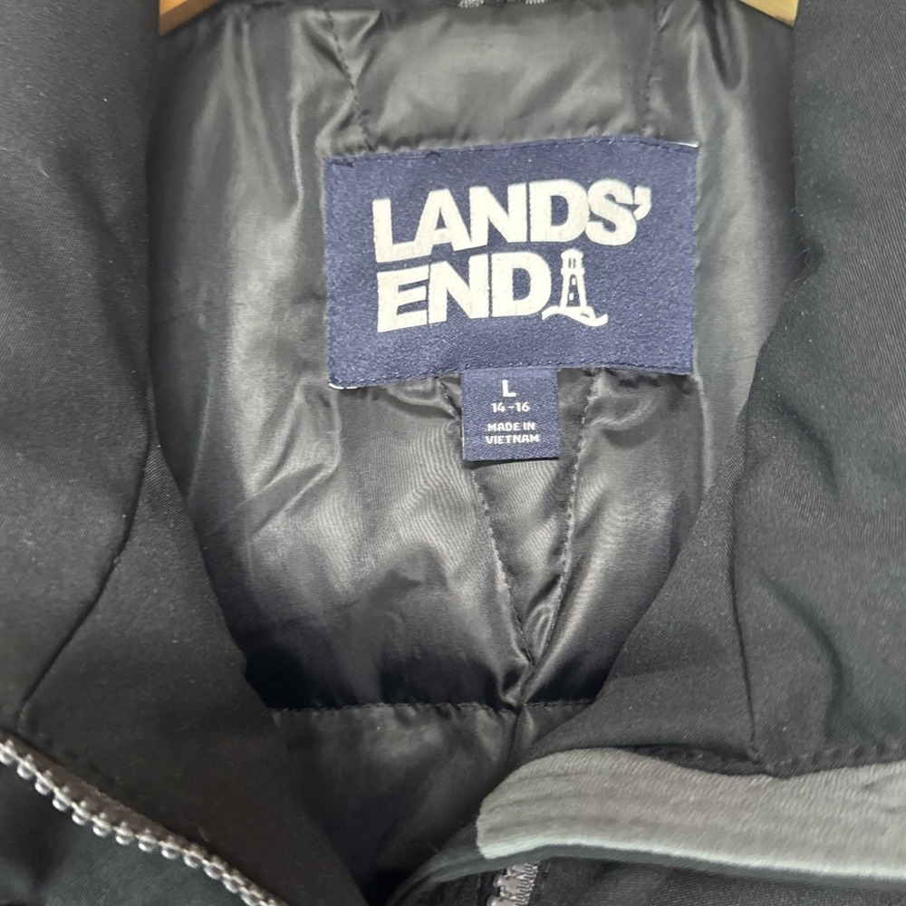Women's Lands End Expedition Waterproof Down Parka, Size L 14-16 NO HOOD Quilted - Picture 5 of 8